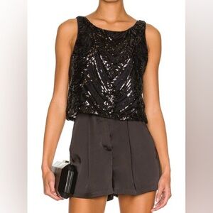 Le Superbe Supremes Cami in Black Blue Deco Tank Top Revolve L NWT